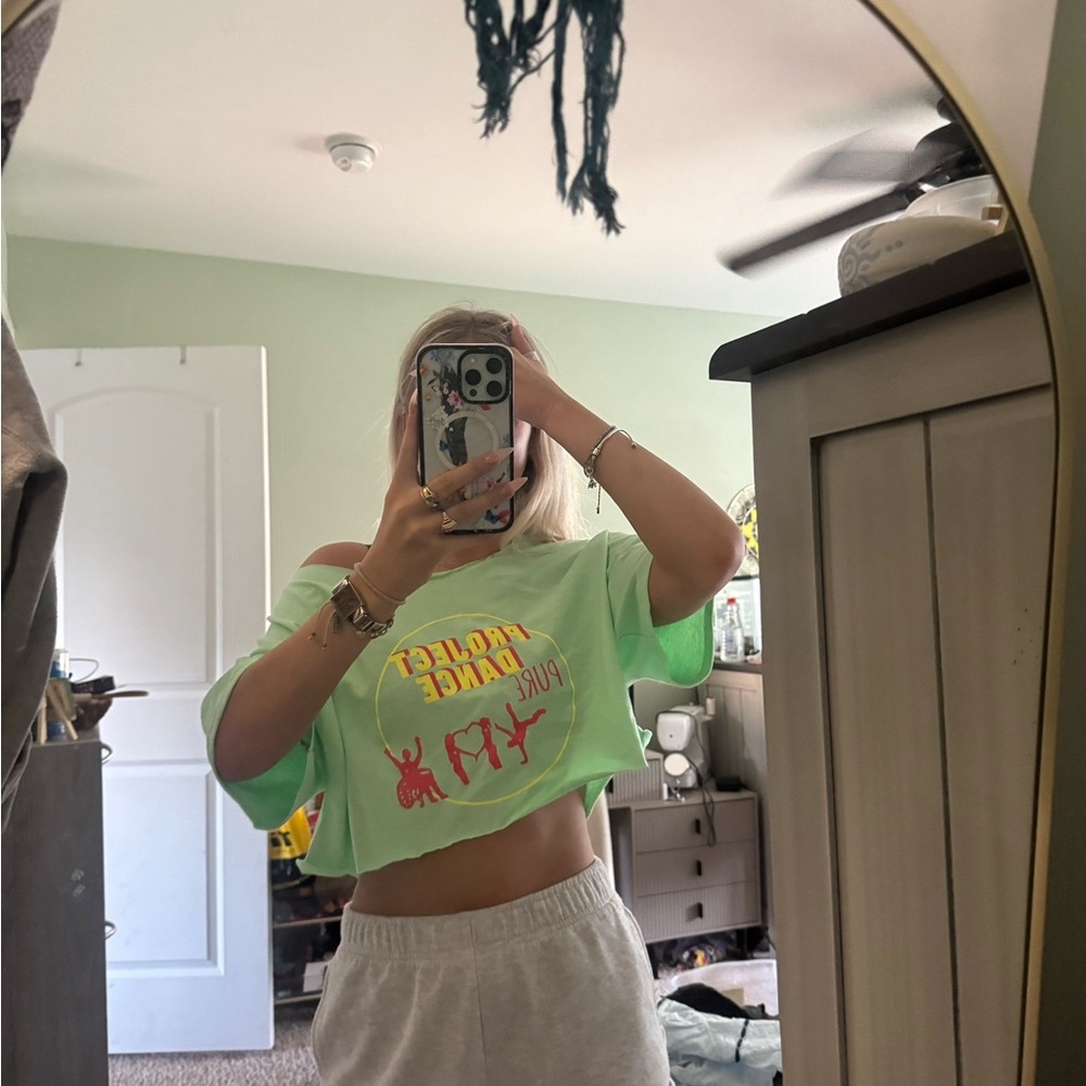 Neon Green Graphic Crop Top